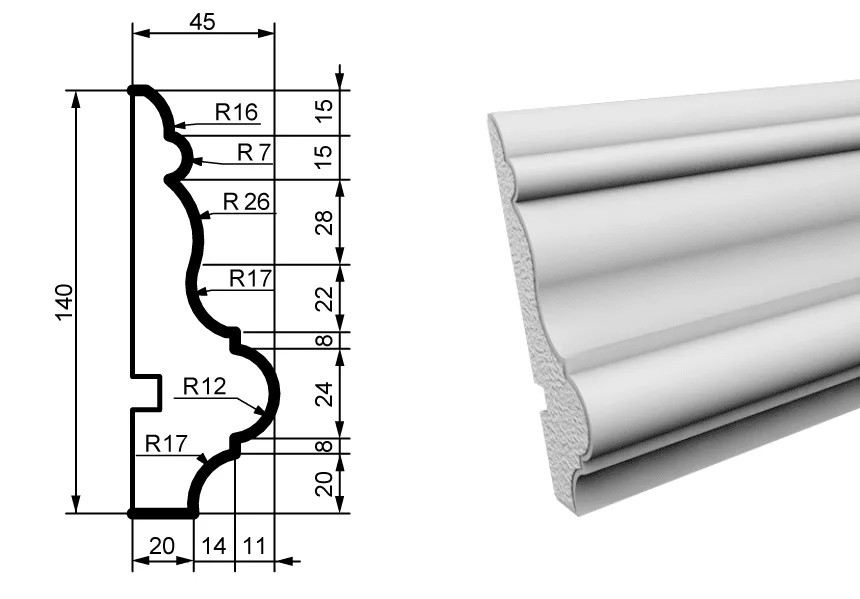 Fasādes molding MC158