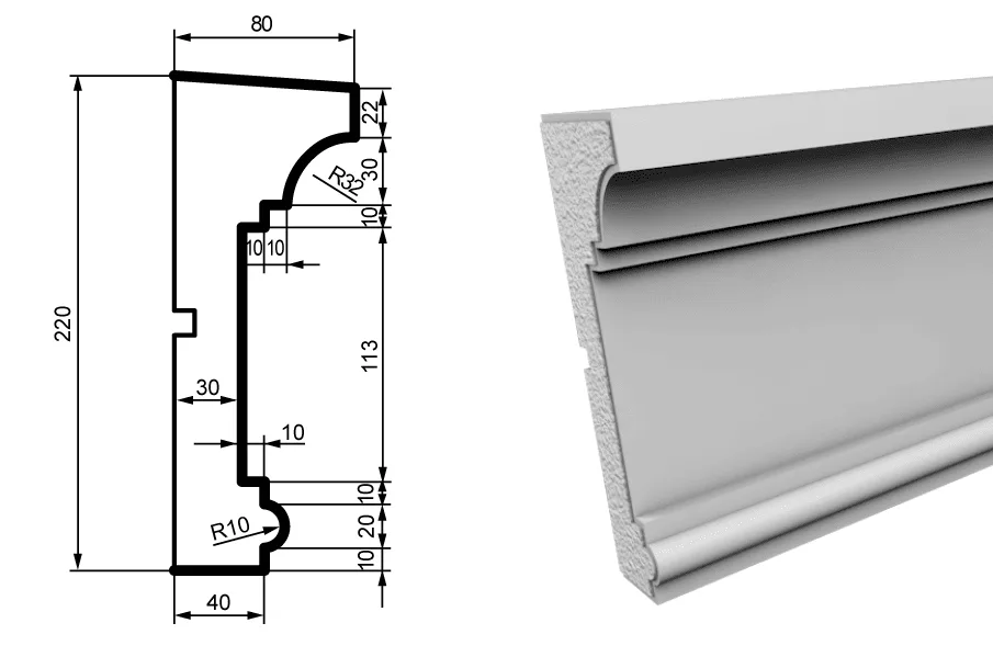 Fasādes molding MC140