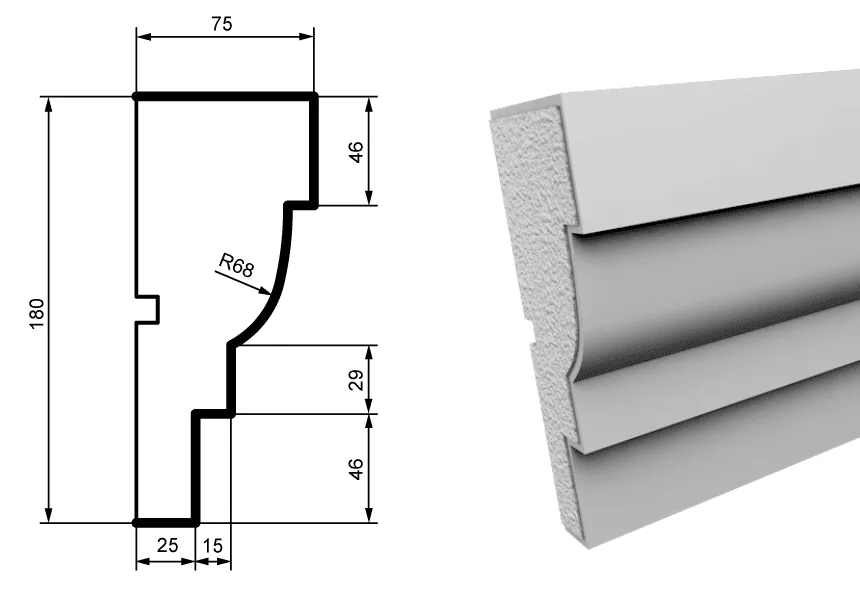 Fasādes molding MC136