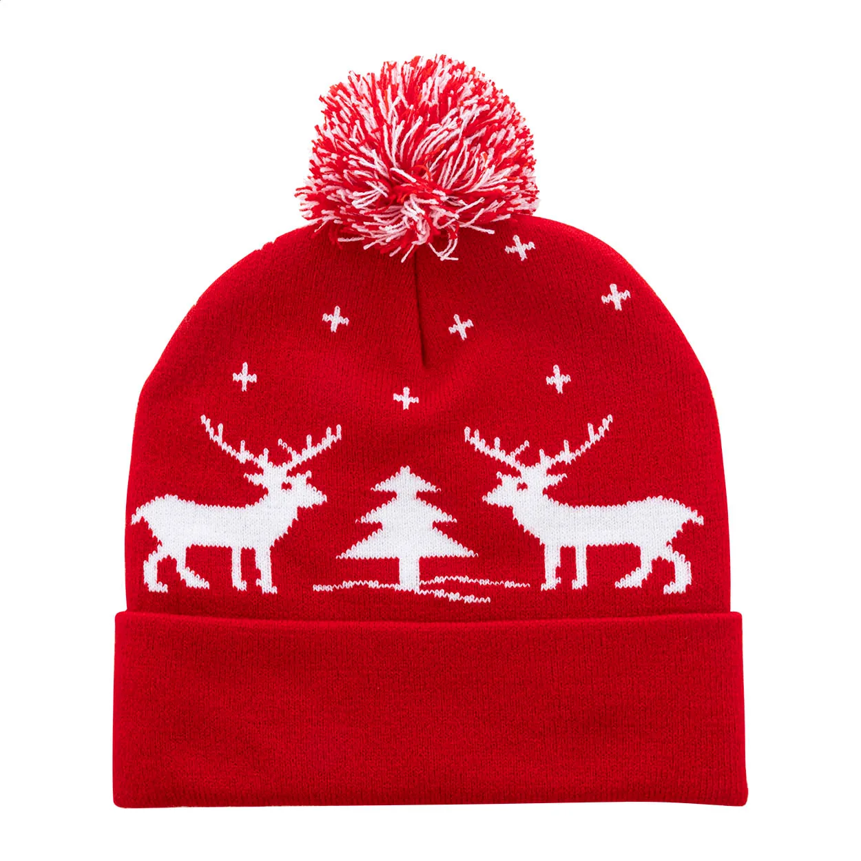 Knitted Holiday Hat with Pom-Pom